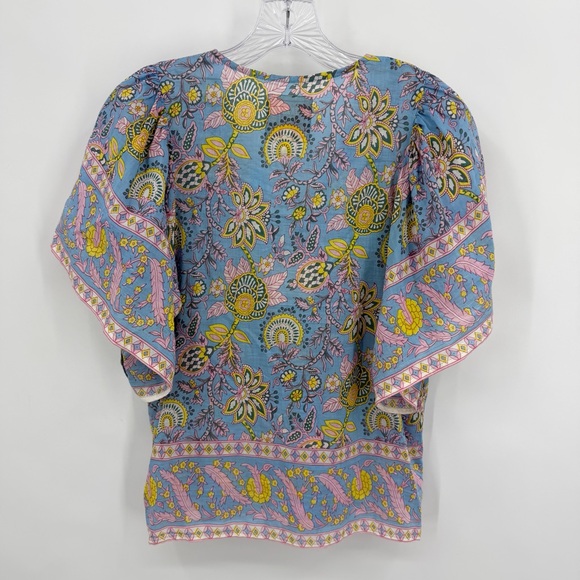 Bell By Alicia Bell Angel Top Blouse Cotton Silk Blue Pink Size S - Picture 4 of 11